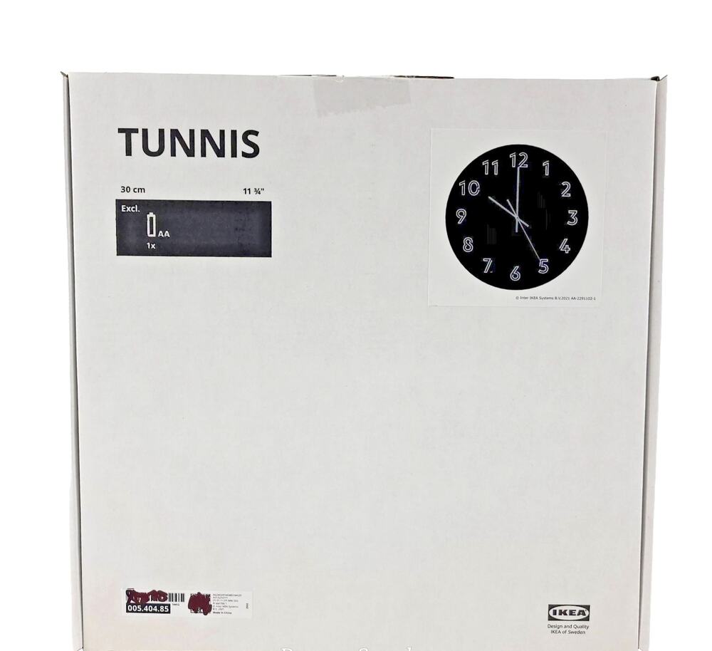 IKEA TUNNIS Wall Clock 11 3/4" Black Battery Operated-NEW